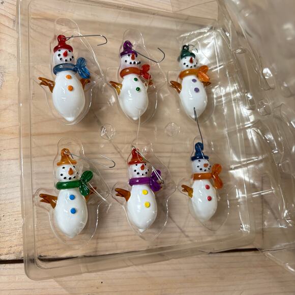 Silvestri Vintage EUC Blown Glass Snowmen Ornaments Set of 6 - Picture 3 of 5